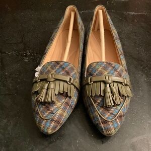 Talbot’s moss green plaid driving moccasins size 8